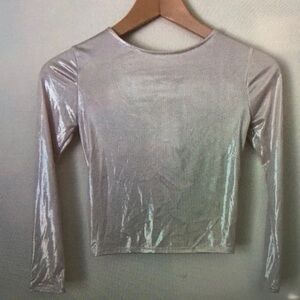 Metallic Silver Kids Long Sleeve Top